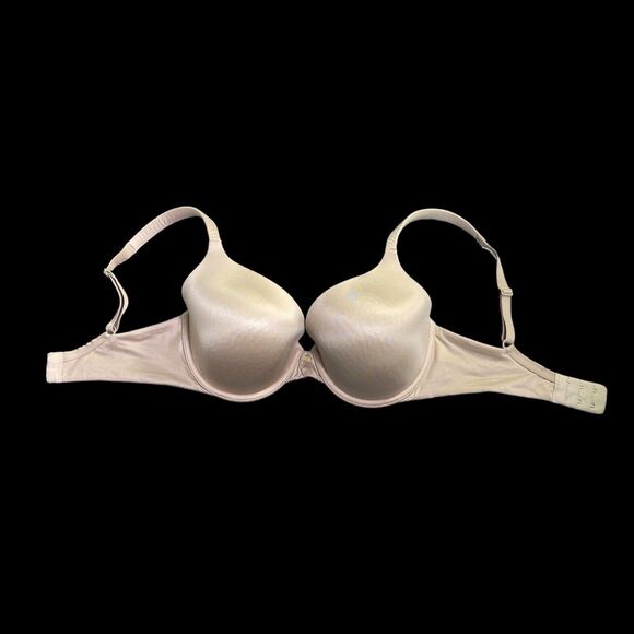 VICTORIA SECRET BEIGE LINED PERFECT COVERAGE BONNET DOUBLE PARFAITE SIZE 32DD - Picture 5 of 7